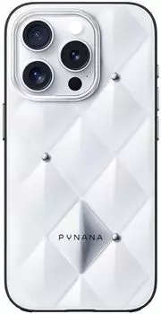 Чехол PYNANA Metal Diamond Series для iPhone 16 Pro Max, белый
