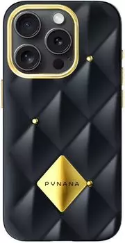 Чехол PYNANA Metal Diamond Series для iPhone 16 Pro, черный