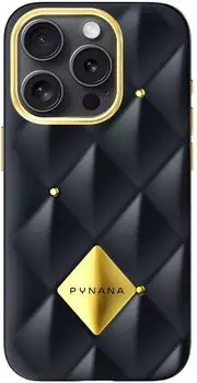 Чехол PYNANA Metal Diamond Series для iPhone 16 Pro Max, черный