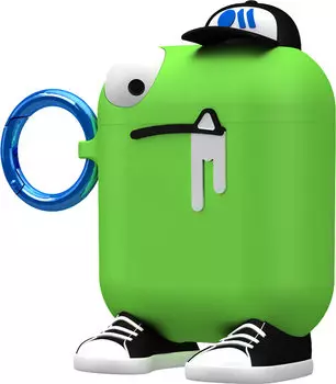 Чехол с карабином для AirPods Gen 1 &amp; 2 Chuck The Cool Guy, зеленый