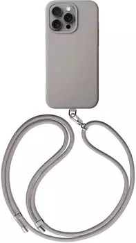 Чехол Uniq Coehl Creme Leatherette MagSafe с ремешком для iPhone 16 Pro, серый