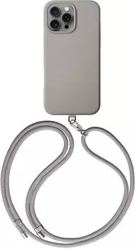 Чехол Uniq Coehl Muse Leatherette MagSafe с ремешком для iPhone 16 Pro Max, серый