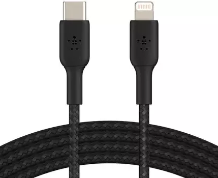 Кабель Belkin BoostCharge Braided USB-C - Lightning, 2 м, нейлон, черный