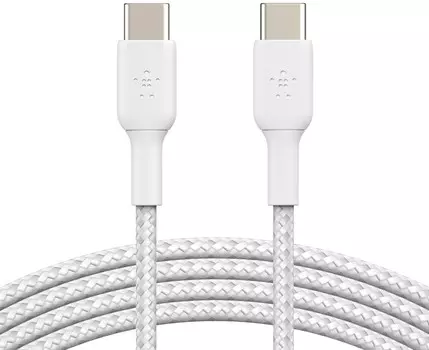 Кабель Belkin BoostCharge Braided USB-C - USB-C, 1 м, нейлон, белый