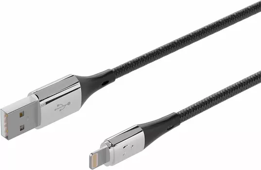 Кабель Lightning 1 м, текстиль, серебряный