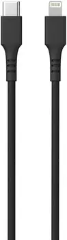 Кабель moonfish USB-C - Lightning, 1м, 3A, вспененный силикон, черный