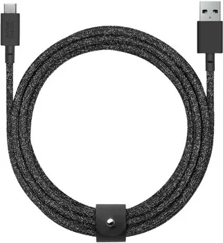 Кабель Native Union Belt Cable USB-A - USB-С, 3 м, нейлон, серый космос