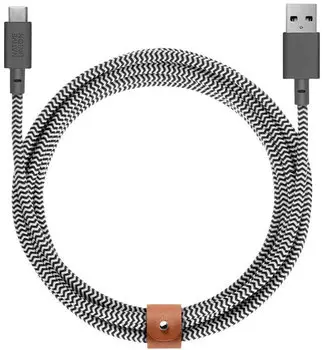 Кабель Native Union Belt Cable USB-A - USB-С, 3 м, нейлон, зебра