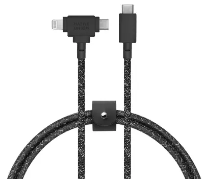 Кабель Native Union Belt Cable USB-С - Lightning/USB-С, 1,5 м, кевлар, серый космос