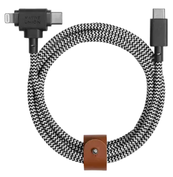 Кабель Native Union Belt Cable USB-С - Lightning/USB-С, 1,5м, кевлар, зебра