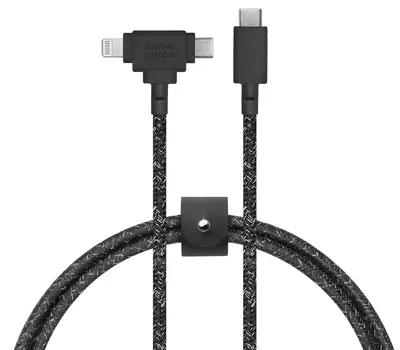 Кабель Native Union Belt Cable USB-С - Lightning/USB-С, 1,5 м, кевлар, серый космос