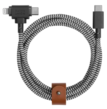 Кабель Native Union Belt Cable USB-С - Lightning/USB-С, 1,5м, кевлар, зебра