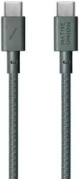 Кабель Native Union Belt Cable USB-С - USB-С, 1.2 м, нейлон, серо-зеленый
