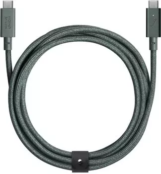 Кабель Native Union Belt Cable USB-С - USB-С, 2,4 м, пластик, серо-зеленый