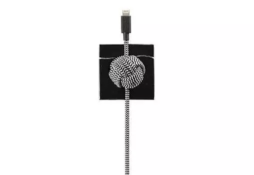 Кабель Native Union Night Cable Lightning (3 м) зебра + мраморная подставка