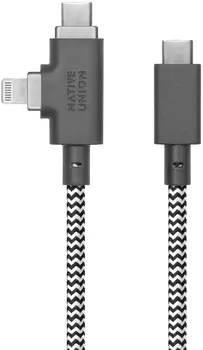 Кабель Native Union USB-C/Lightning, 240 Вт, 2,4 м, зебра