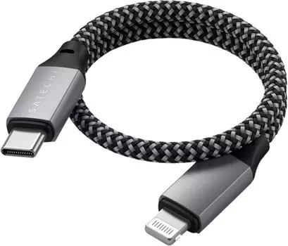 Кабель Satechi USB-C - Lightning MFI Cable (25 см), серый космос
