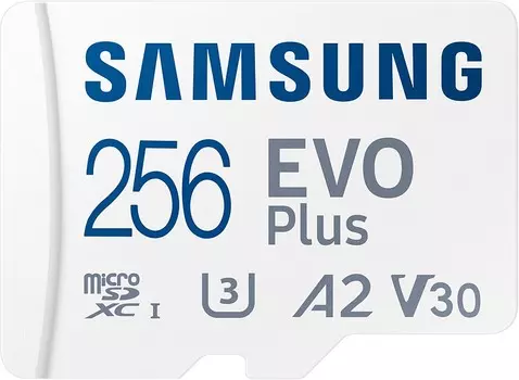Карта памяти MicroSDXC Samsung 256 ГБ EVO Plus CL10 + SD адаптер R95/W20