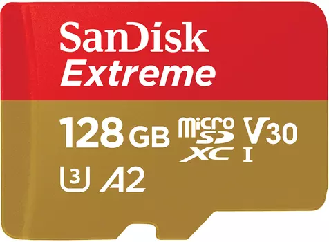 Карта памяти SanDisk Extreme microSDXC 10CL, 170 МБ/с, 128 ГБ