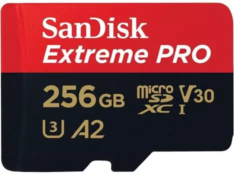 Карта памяти SanDisk Extreme Pro microSDXC 256 ГБ, черный+красный