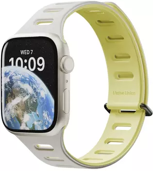 Ремешок Native Union Active Strap для Apple Watch 42/44/45/49 мм, L, силикон, лимонный+серый