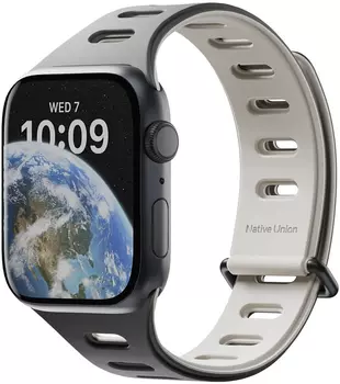 Ремешок Native Union Active Strap для Apple Watch 38/40/41 мм, S, силикон, серый+черный