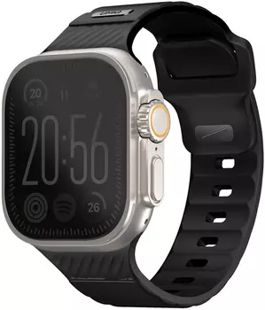 Ремешок Uniq Stride Rubber для Apple Watch 42/49 мм, силикон, черный