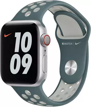 Спортивный ремешок для Apple Watch 40 мм, «серо-зелёный/серебристый»