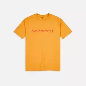 Футболка CARHARTT WIP S/S Script T-Shirt Pale Orange / Elba 2022
