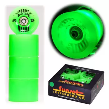 Колеса для лонгборда SUNSET SKATEBOARDS Long Board Wheel With Abec9 SS Green 69 mm