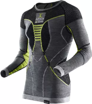 Термокофта мужская Apani Merino By X-BIONIC Fastflow Man Uw Shirt Lg_Sl. Roundneck Black/Grey/Ivory