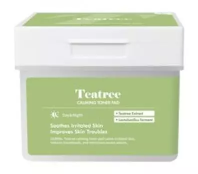 120 успокаивающих дисков пэдов для лица с экстрактом чайного дерева Dermal Tea Tree Calming Toner Pad
