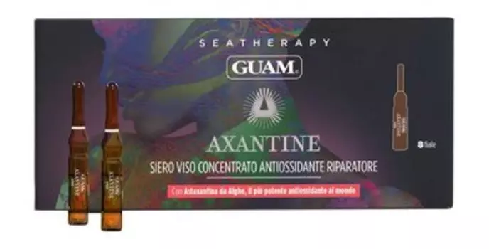 8 ампул антиоксидантной восстанавливающей сыворотки-концентрата для лица Guam Seatherapy Axantine Siero Viso Concentrato Antiossidante Riparatore