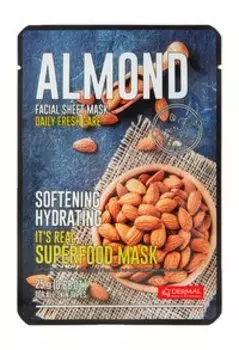 Антиоксидантная тканевая маска для лица с экстрактом миндаля Dermal Almond It's Real Superfood Mask