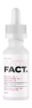 Антивозрастная сыворотка для лица с ретинолом 1%, ниацинамидом 4% и скваланом 7% Art&Fact. Moisturizing Anti-Age Face Serum