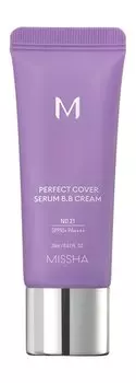 Антивозрастной тональный BB-крем для лица с ниацинамидом и витамином Е Missha Perfect Cover Serum B.B Cream SPF 50+ PA++++
