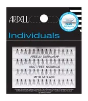 Безузелковые черные накладные ресницы в пучках средней длины Ardell DuraLash Naturals Knot Free Flares Individuals Black Medium