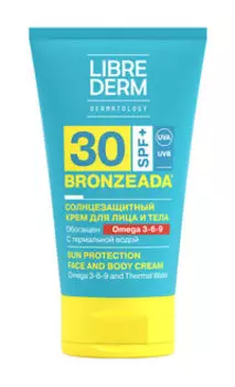 Cолнцезащитный крем для лица и тела с Омега 3-6-9 и термальной водой Librederm Bronzeada Sun Protection Face and Body Cream Jmega 3-6-9 and Thermal Water SPF 30