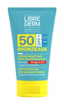 Cолнцезащитный крем для лица и тела с Омега 3-6-9 и термальной водой Librederm Bronzeada Sun Protection Face and Body Cream Jmega 3-6-9 and Thermal Water SPF 50
