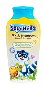 Детский гель для душа и шампунь 2-в-1 с ароматом банана Saponello Doccia Shampoo Banana Shower & Shampoo