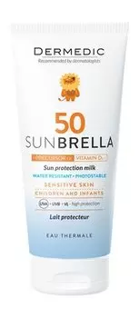Детское водостойкое солнцезащитное молочко для чувствительной кожи Dermedic Sunbrella Sun Protection Milk SPF 50