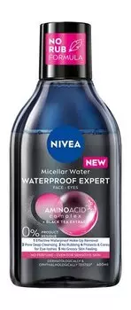Двухфазная мицеллярная вода для снятия стойкого макияжа с лица и глаз Nivea Waterproof Expert Micellar Water