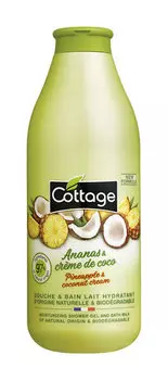Гель для душа и пена для ванны 2-в-1 с ароматом ананаса и кокоса Cottage Moisturizing Shower Gel & Bath Milk Pineapple&Coconut cream
