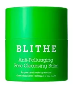 Гидрофильный бальзам для очищения пор с маслом семян зеленого чая Blithe Anti-Polluaging Pore Cleansing Balm