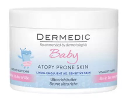 Интенсивное липидовосполняющее детское масло Dermedic Linum Emolient Baby Ultra Rich Butter
