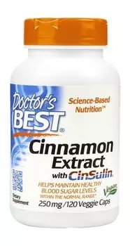 Экстракт корицы в капсулах Doctor's Best Cinnamon Extract with CinSulin 250 mg