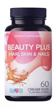 Комплекс для кожи, волос и ногтей со вкусом крем-соды Livs Gummies Beauty Plus (Hair Skin Nails)