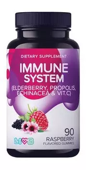 Комплекс для укрепления иммунитета со вкусом малины Livs Gummies Immune System Raspberry