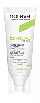 Матирующая солнцезащитная эмульсия для лица Noreva Exfoliac Matifying Suncare Fluid SPF 50+