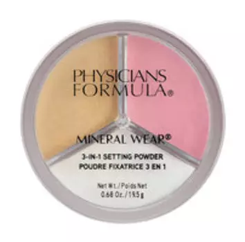 Минеральная рассыпчатая пудра 3-в-1 для фиксации макияжа Physicians Formula Mineral Wear 3-in-1 Setting Powder